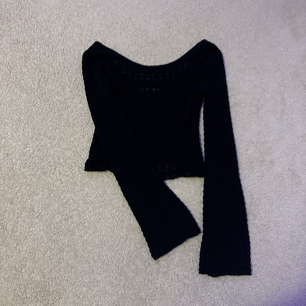 Grey Bandit Black Off-the-Shoulder Sweater